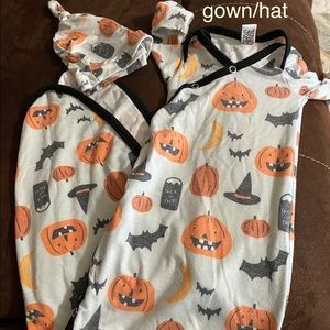 Copper Pearl Halloween Newborn Gown & Hat